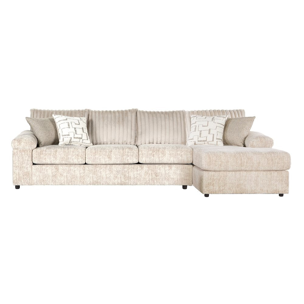 Nason Wide Wale Corduroy Sofa Chaise with Armchair, Parchment