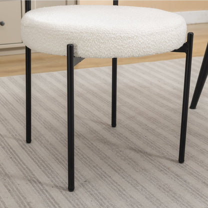 Durban 5-Pc Round Dining Set, Trestle Dining Table with 4 Boucle Chairs