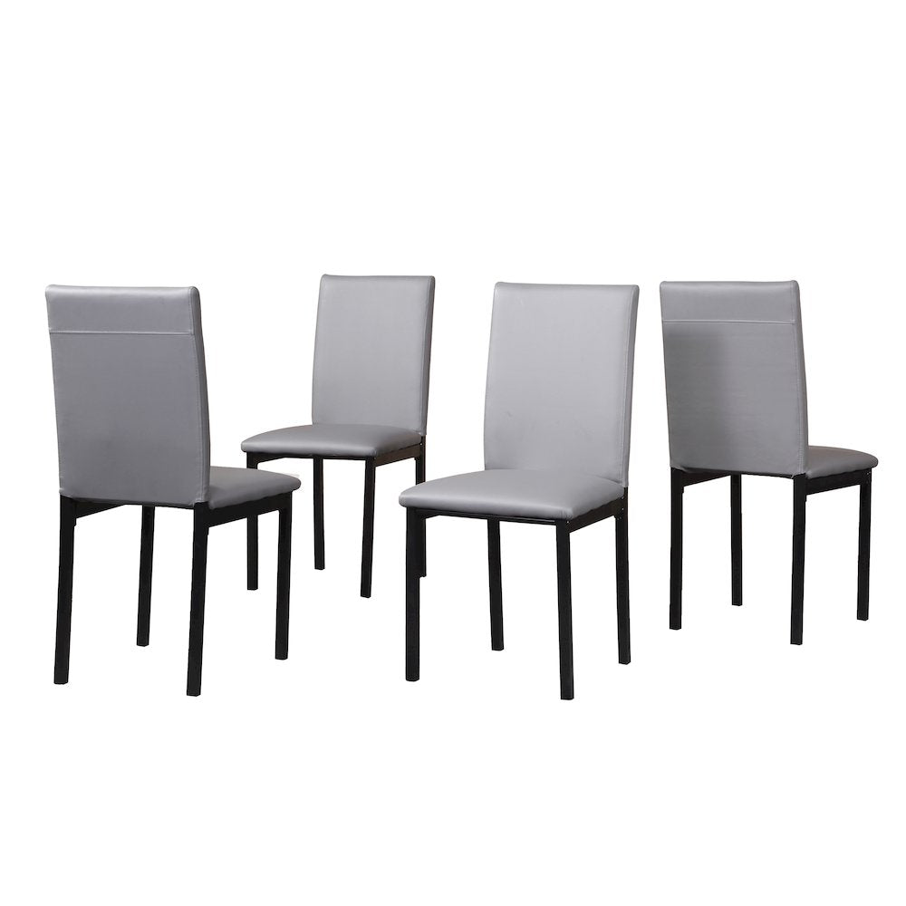 Citico 5-Pc Dinette Set with Faux Marble Top, White Table with Gray Chairs
