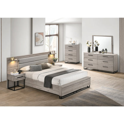 Wallbed Bed, Dresser, Mirror, Chest, and 2 Nightstands, Weathered Gray, Queen