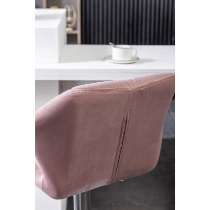 Breni Velvet Diamond Tufted Swivel Adjustable Height Barstool, Set of 2, Mauve