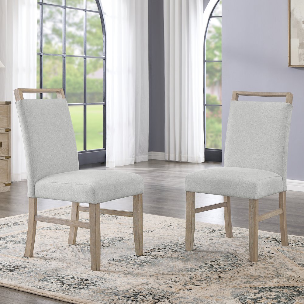 Zelalle 5-PC Dining Set, Faux Marble Table, 4 Chairs, White Wired-Brushed Finish