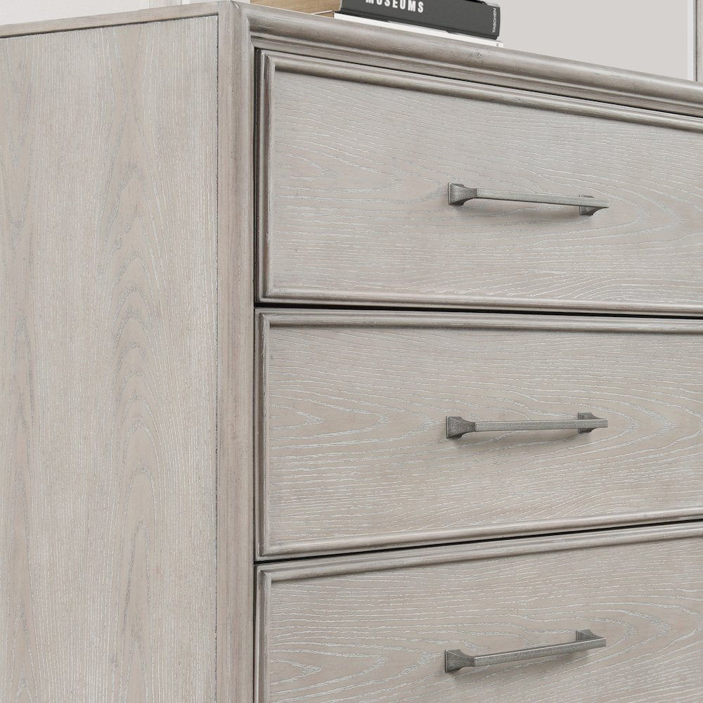 Seluna 5-Drawer Bedroom Chest, Gray Oak Finish