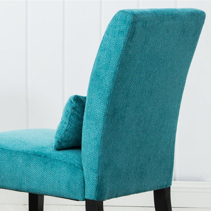 Pisano Teal Blue Fabric Armless Accent Chair with Matching Kidney Pillow