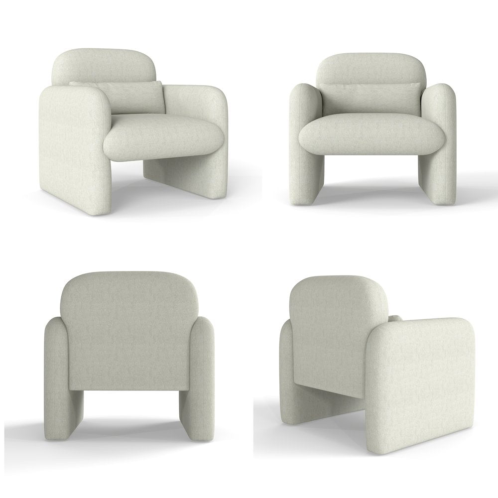 Dylan Modern Upholstered Barrel Armchair, Cream White