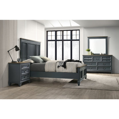 Clelane Wood Bedroom Set Panel Queen Bed, Dresser, Mirror, 2 Nightstands, Chest