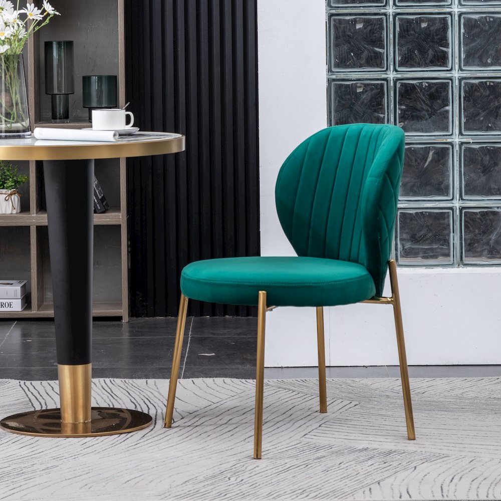 Amoa Contemporary Velvet Upholstery Dining Chair, Green, Set of 2