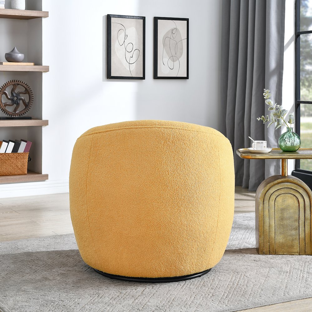 Galleria 360 Swivel Teddy Sherpa Barrel Chair, Yellow