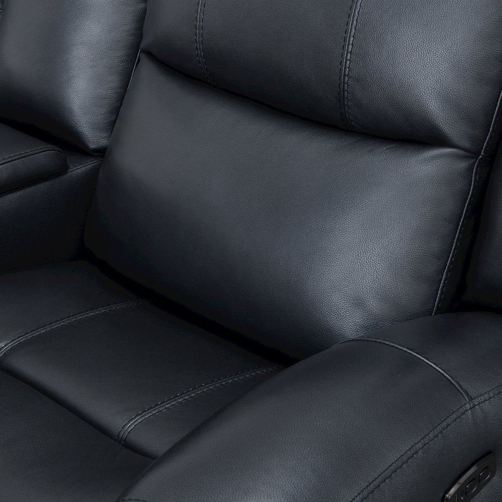 Cozura Leather Manual Recliner, Chesapeake Blue