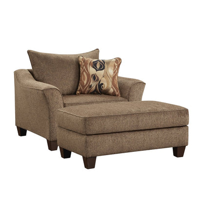 Camero Cafe Fabric Accent Chair and Ottoman Set