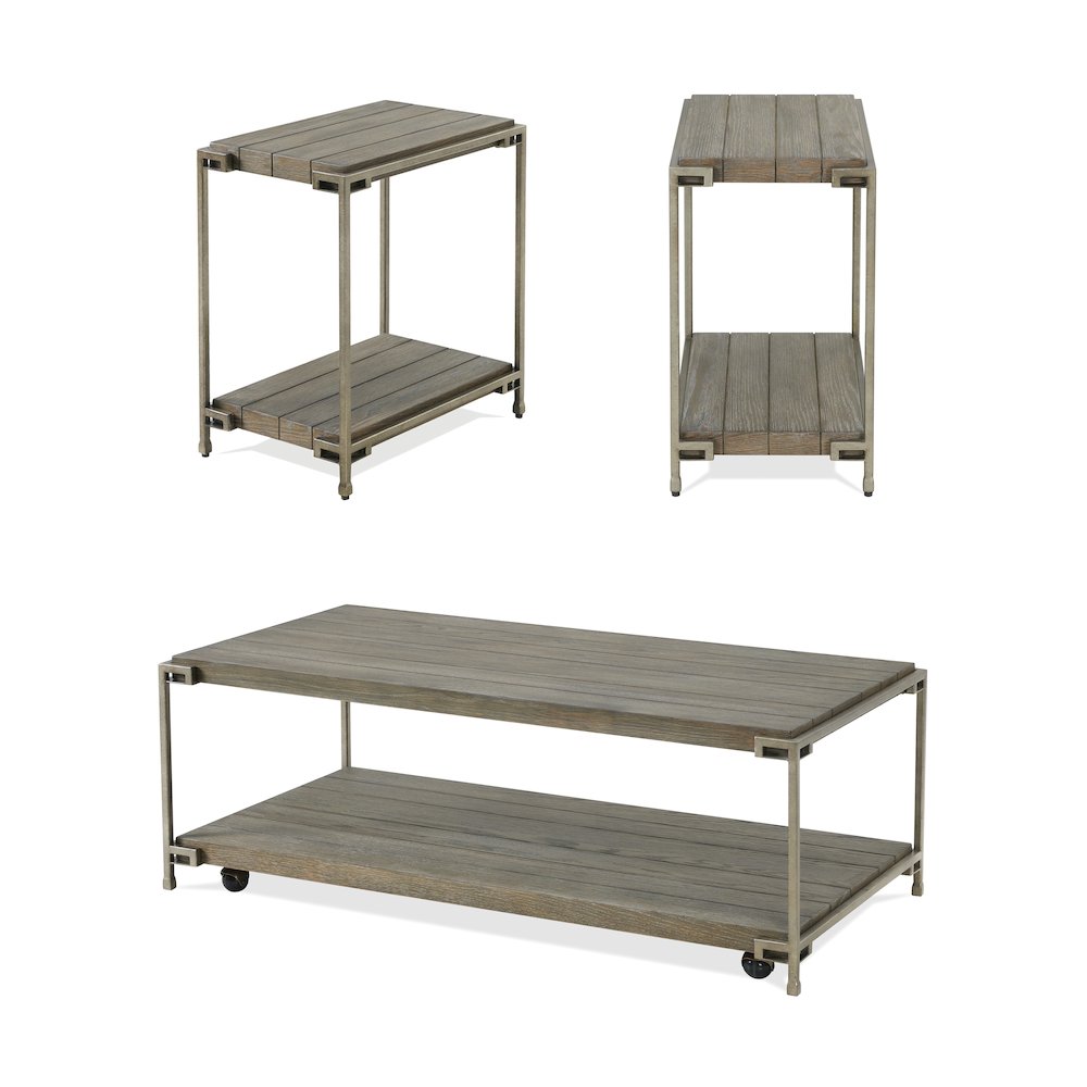 Corbeta 3Pc Living Room Coffee Table and 2 Chairside Tables Set, Aged Graphite