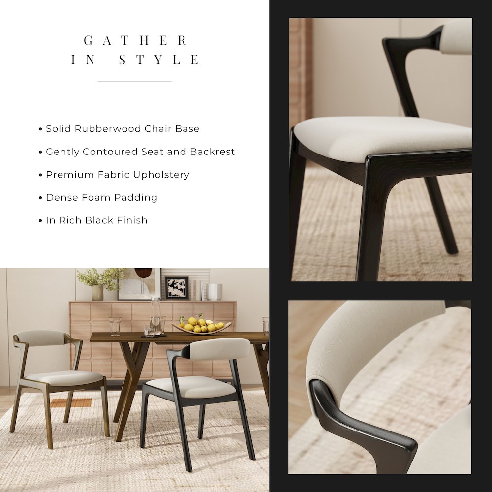Modern 7-Piece Dining Set, Walnut Finished Dining Table with 6 Black Chairs