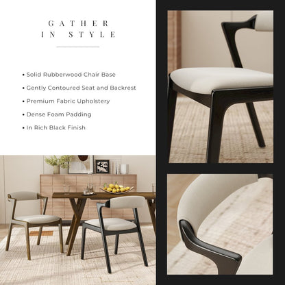 Modern 7-Piece Dining Set, Walnut Finished Dining Table with 6 Black Chairs