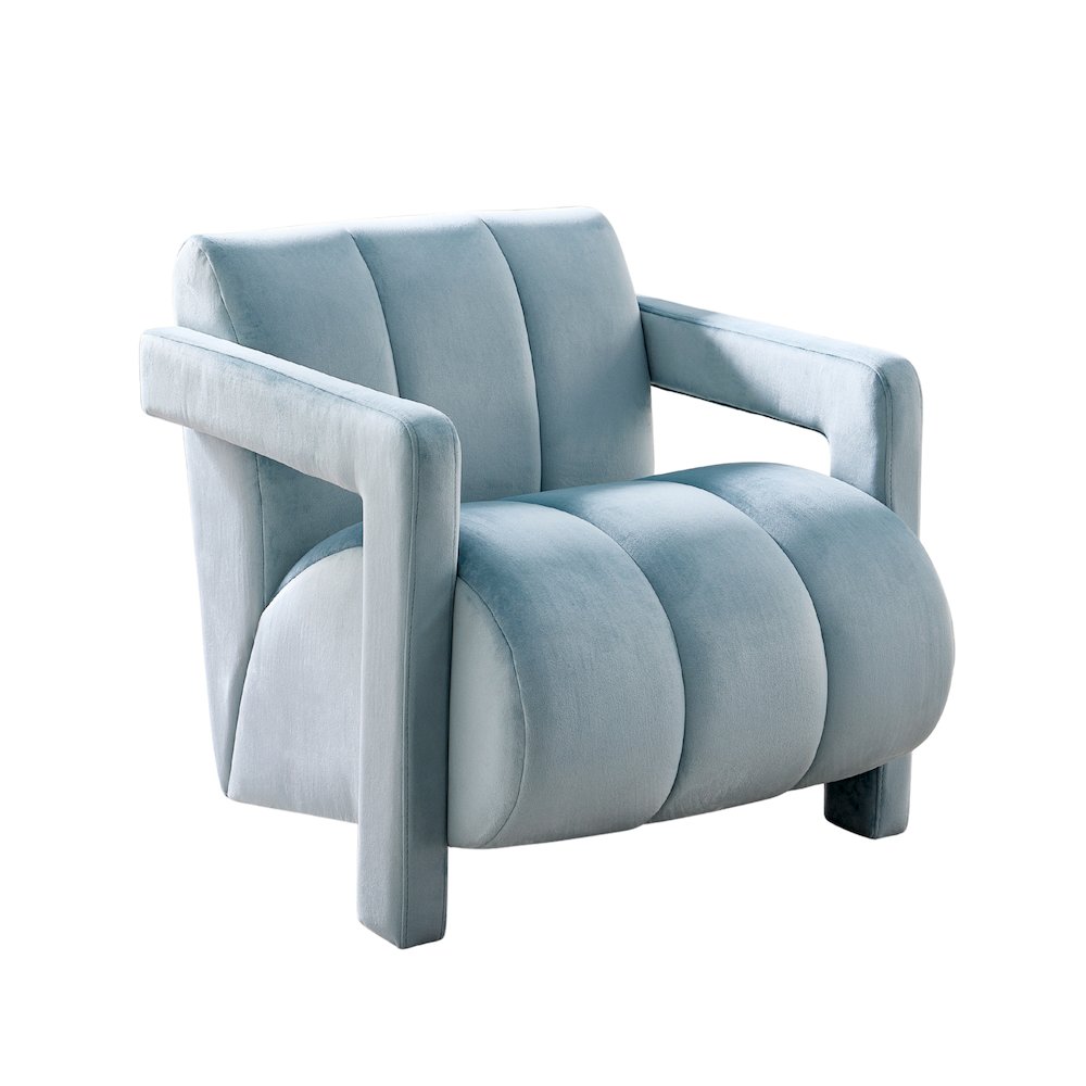 Velmor Contemporary Velvet Accent Armchair, Blue