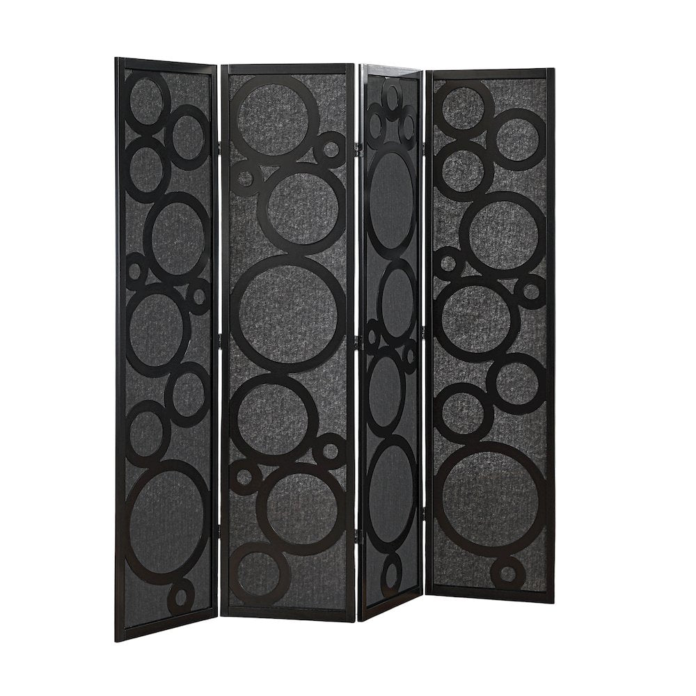 4-Panel Room Divider, Decorative Folding Freestanding Privacy Screen, Black