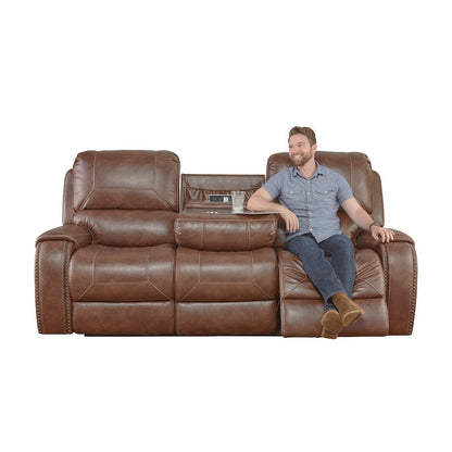 Achern Leather Manual Reclining Sofa and Loveseat, Storage Console and USB Port