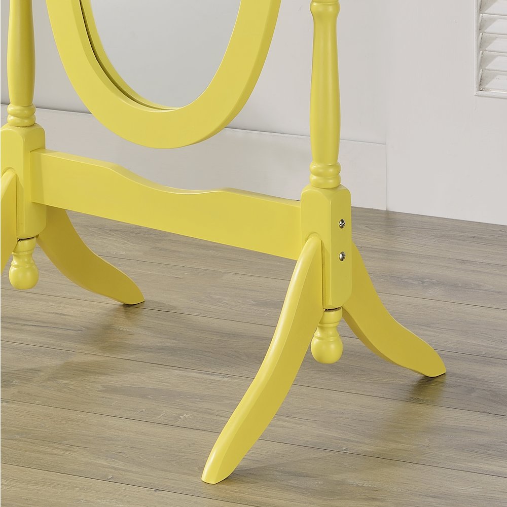 Traditional Queen Anna Style Wood Floor Cheval Mirror, Yellow Finish