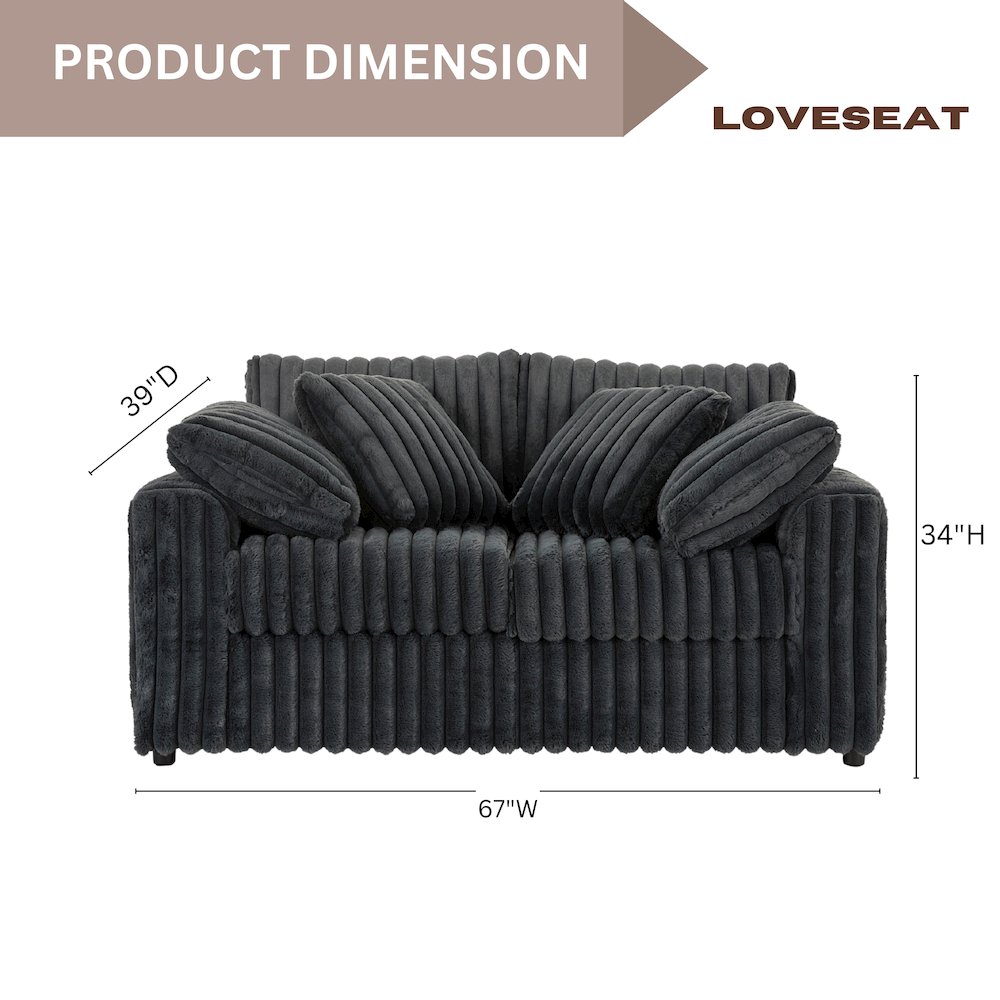 Belvoir Upholstered Stationary Loveseat, Charcoal