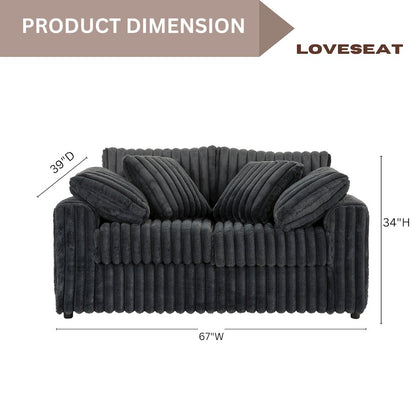 Belvoir Upholstered Stationary Loveseat, Charcoal