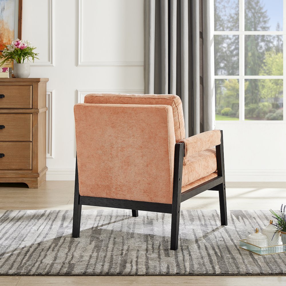Kelly Mid-Century Modern Chenille Upholstered Accent Armchair, Orange