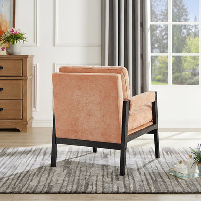 Kelly Mid-Century Modern Chenille Upholstered Accent Armchair, Orange