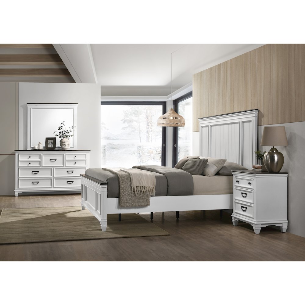 Clelane Wood Bedroom Set Panel King Bed, Dresser, Mirror, 2 Nightstands, Chest