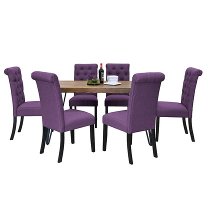 Ashford 7-Pc Dining Set, Hairpin Dining Table with 6 Chairs, Purple