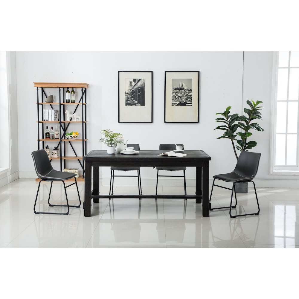 Lotusville Antique Wood Finished Dining Set: Table and Four Chairs, Grey