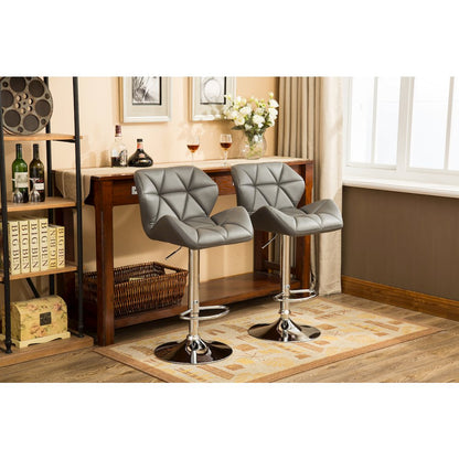 Glasgow Contemporary Tufted Adjustable Height Gray Bar Stools, Set of 2