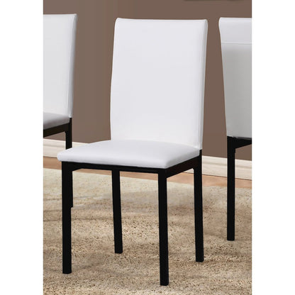 Noyes Faux Leather Seat Metal Frame White Dining Chairs , Set of 4