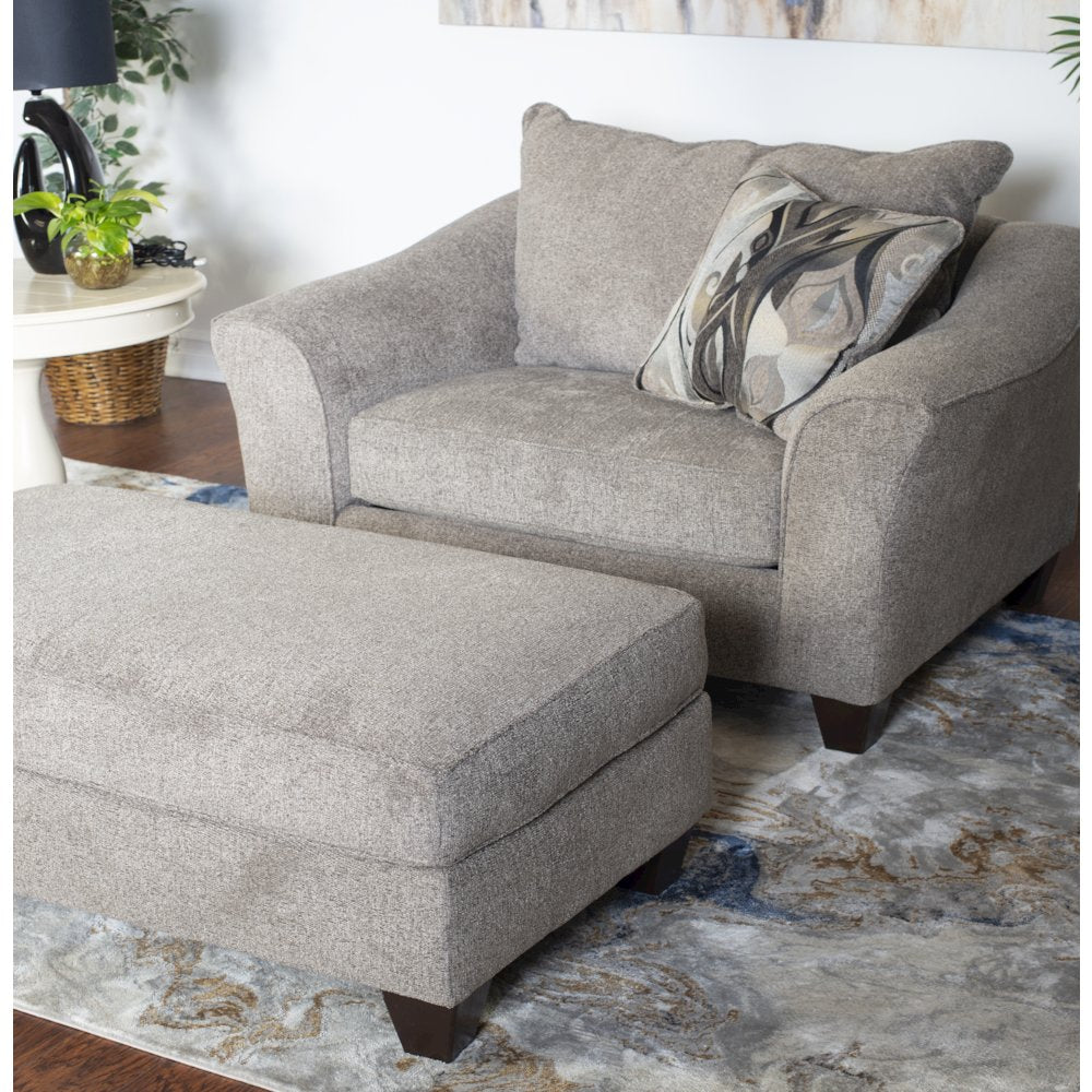Camero Platinum Fabric Accent Chair and Ottoman Set