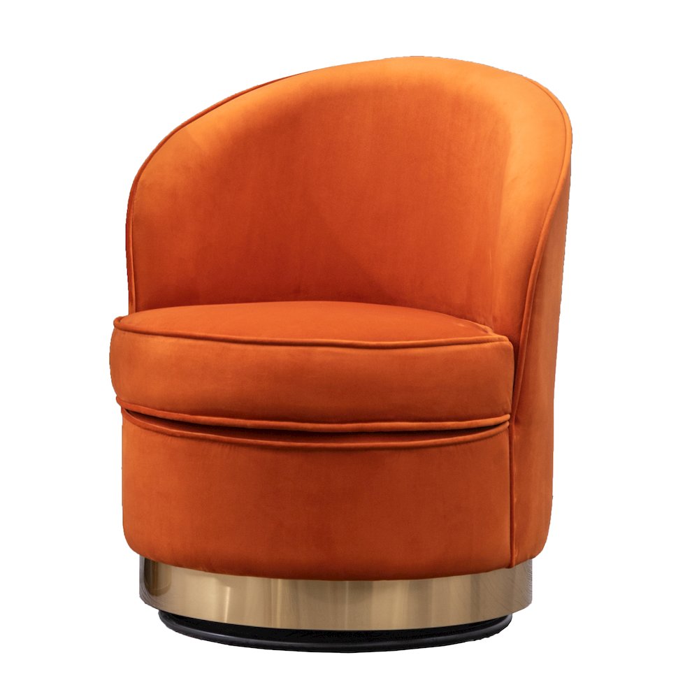 Wania Contemporary Velvet Swivel Chair, Orange