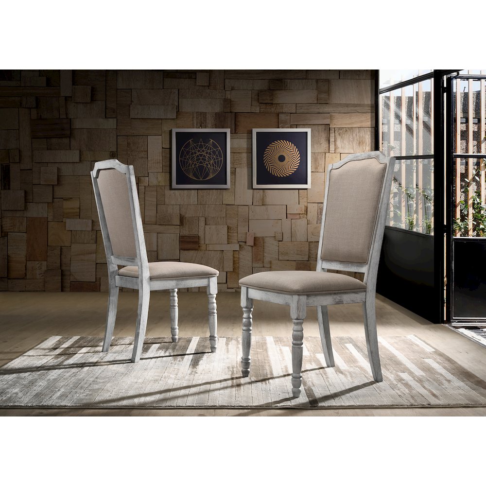 Iris Weathered White Wood 5-Pc Dining Set