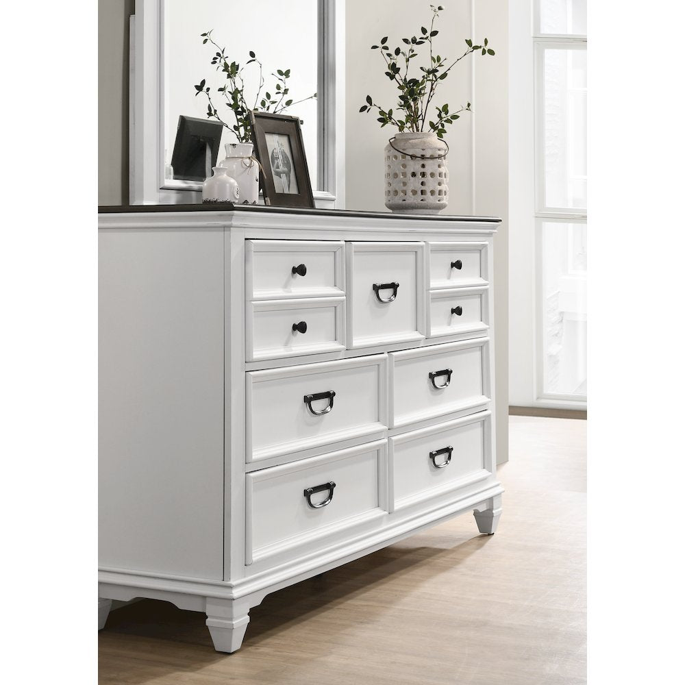 Clelane Wood Bedroom Set Panel Queen Bed, Dresser, Mirror, and Nightstand