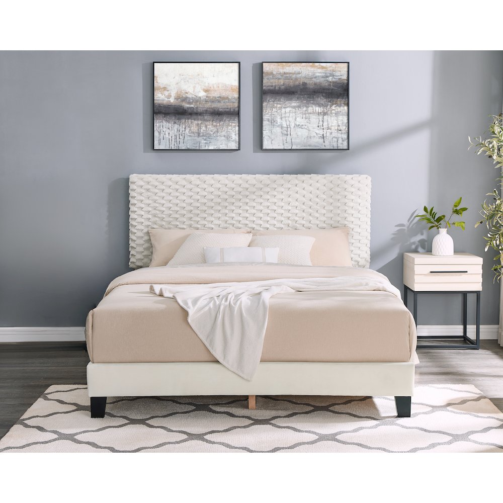 Findlay 2-Piece Bedroom Set, Plush 3D Upholstered Bed with Nightstand, Queen