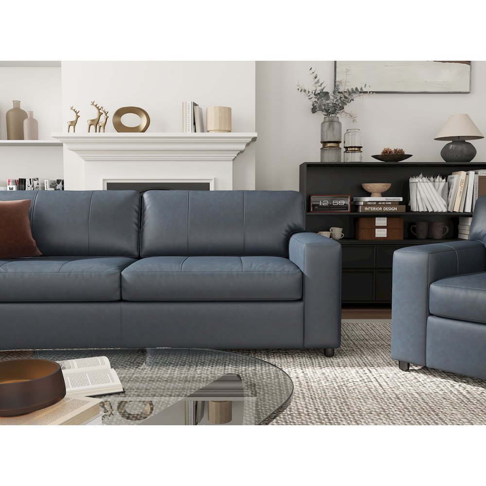 Sakan Leather Upholstered 3-Piece Living Room Set, Sofa and 2 Cutler Chairs