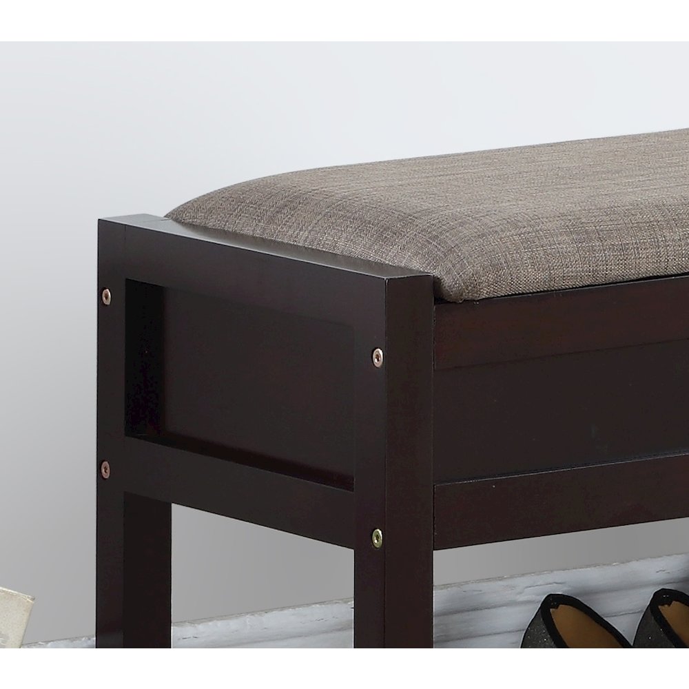 Rouen Espresso Seating Bench with Shoe Storage