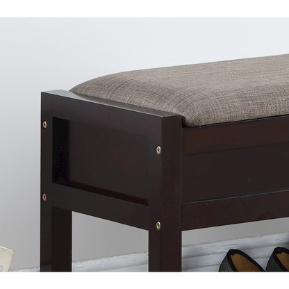 Rouen Espresso Seating Bench with Shoe Storage
