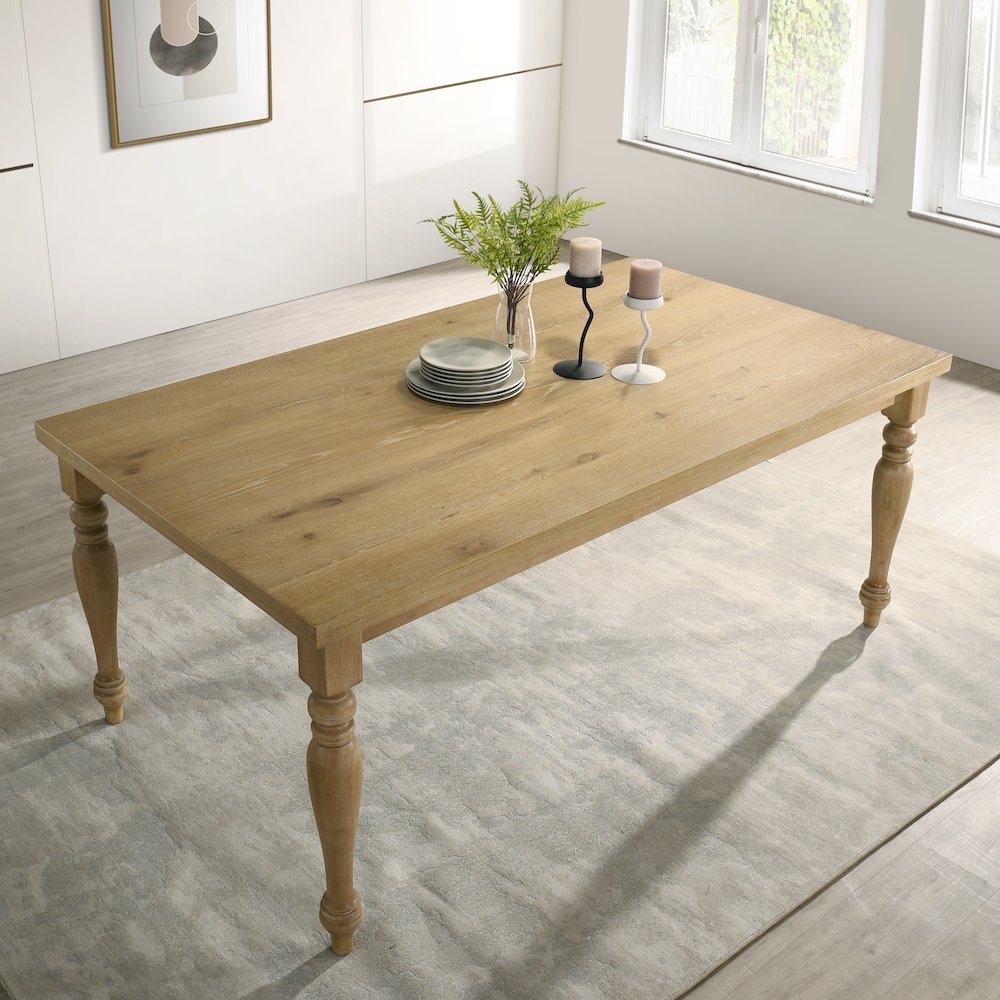 Verta 5-PC Dining Set, Dining Table with 4 Cross Back Chairs, Light Oak Finish