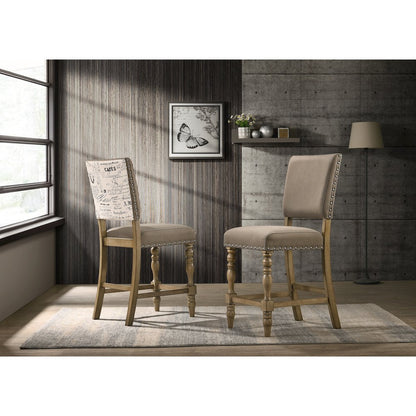 Birmingham 7-Pc Driftwood Table with Nail Head Chairs Counter Height Dining Set