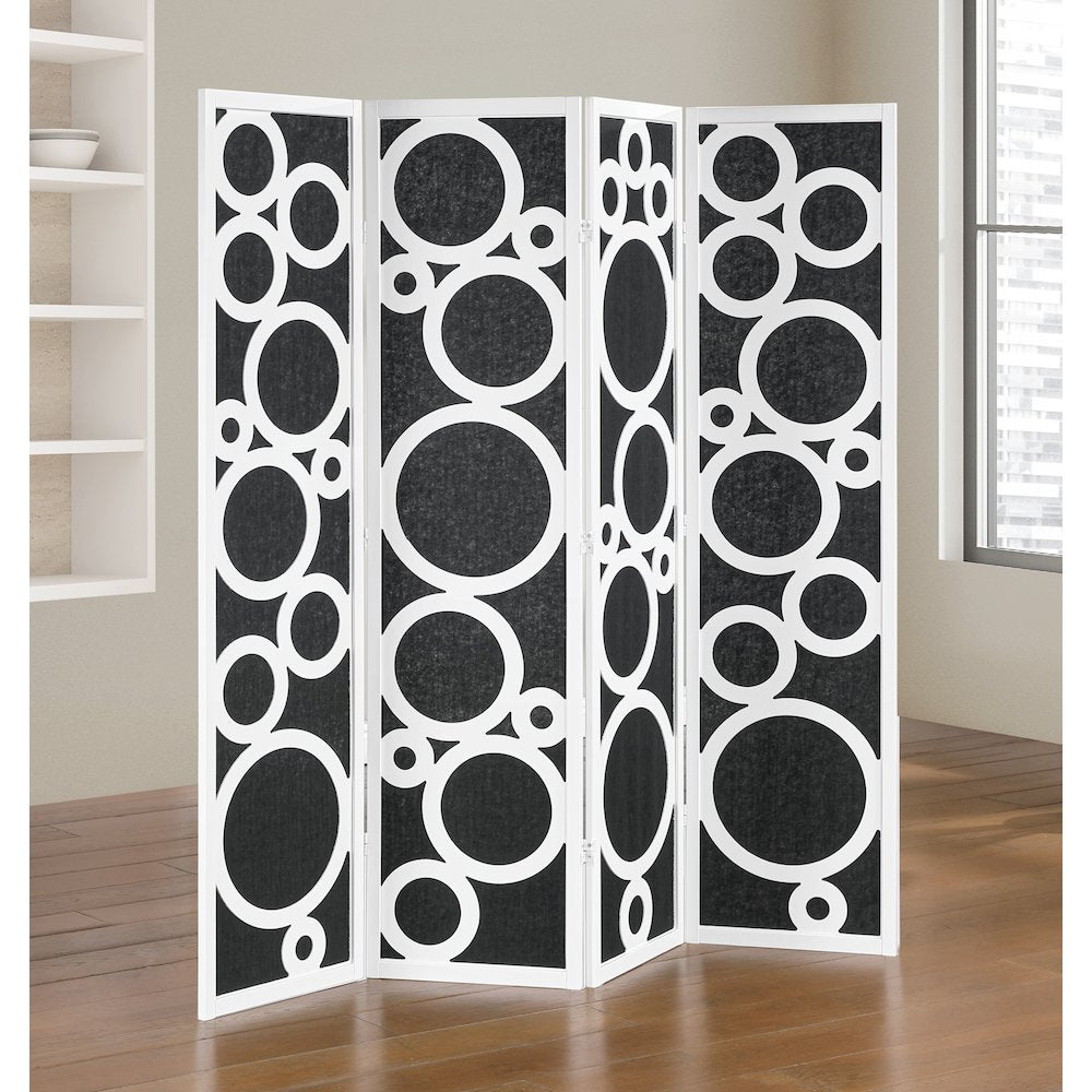 4-Panel Room Divider, Decorative Folding Freestanding Privacy Screen, White