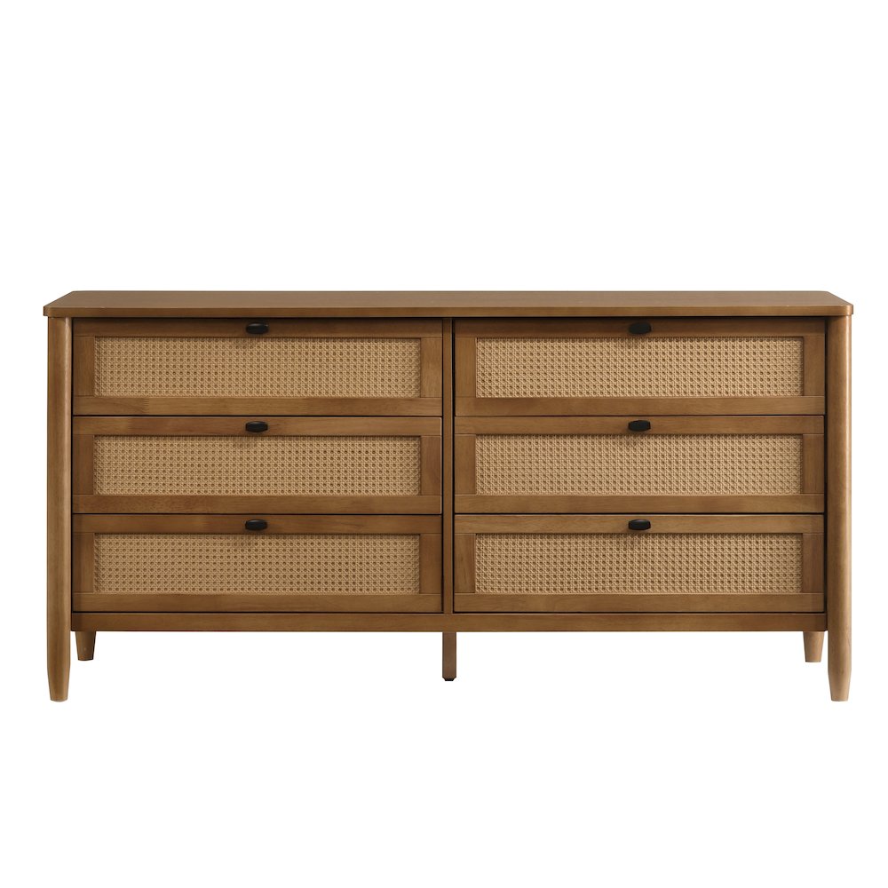 Vichy Wood and Rattan 6-Drawer Dresser