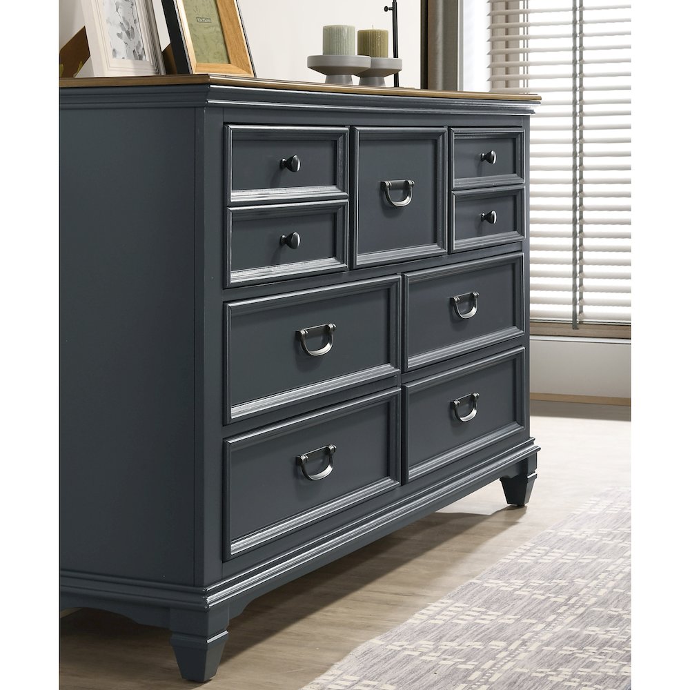 Clelane Wood Bedroom Set Panel King Bed, Dresser, Mirror, Nightstand, and Chest