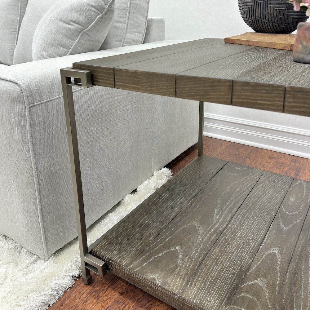 Corbeta 3Pc Wood Living Room Coffee Table and 2 End Tables Set, Aged Graphite