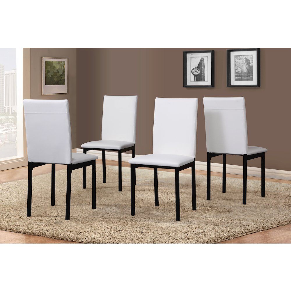 Noyes Faux Leather Seat Metal Frame White Dining Chairs , Set of 4
