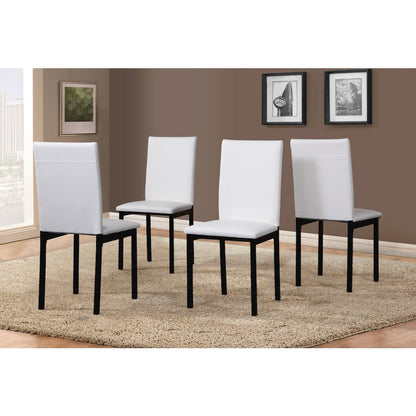 Noyes Faux Leather Seat Metal Frame White Dining Chairs , Set of 4