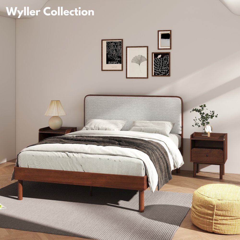 Wyller Dual-tier Storage Nightstand, Side Table, Natural Walnut Finish