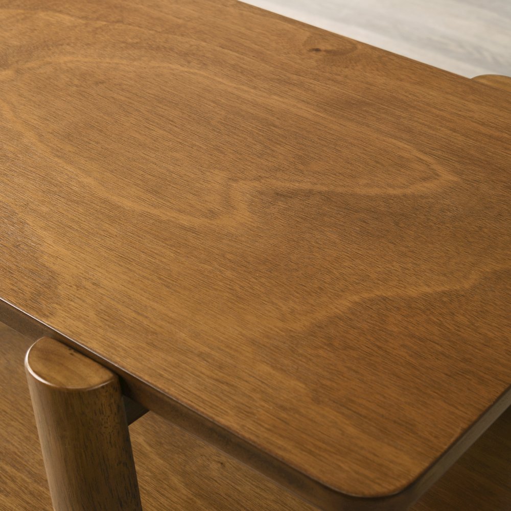 Metz Mid-Century Modern Wood Shelf End Table, Walnut Finish