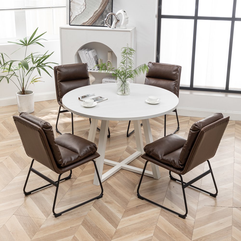 Innes 5-Pc Round Dining Set, Trestle Table with 4 Chairs