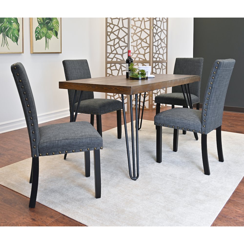 Amisos 7-Pc Dining Set, Hairpin Dining Table with 6 Chairs, Gray